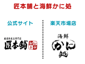 公式サイトの匠本舗と海鮮かに処楽天市場店の説明図