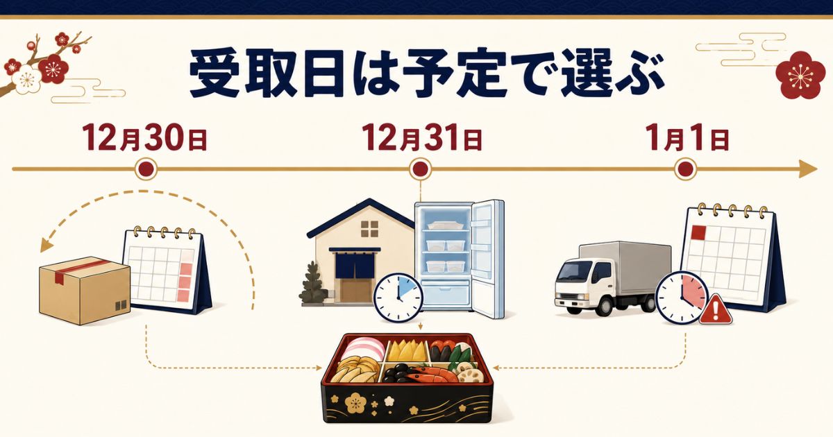 12月30日・31日・1月1日の受取日を比較した図解